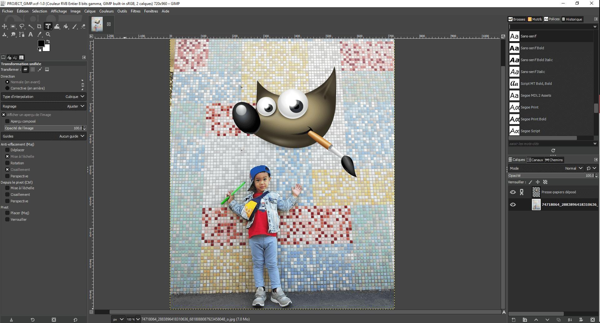 Interface du logiciel de retouche photo GIMP